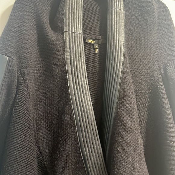 MAJE SWEATER WITH LEATHER TRIM - Picture 2 of 5